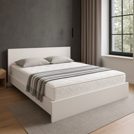 Paturi - Pat Roxana Alb 140x200cm Cu Saltea 140x200cm