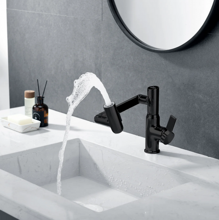 Robinet Rotativ Negru, S01, cu afișaj digital pentru apă caldă și rece, design cu braț mecanic, rotație tridimensională  la 1080° [2]