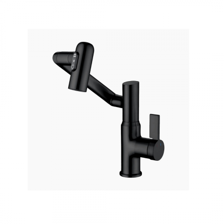 BAIE - Robinet Rotativ Negru, S01, cu afișaj digital pentru apă caldă și rece, design cu braț mecanic, rotație tridimensională  la 1080°