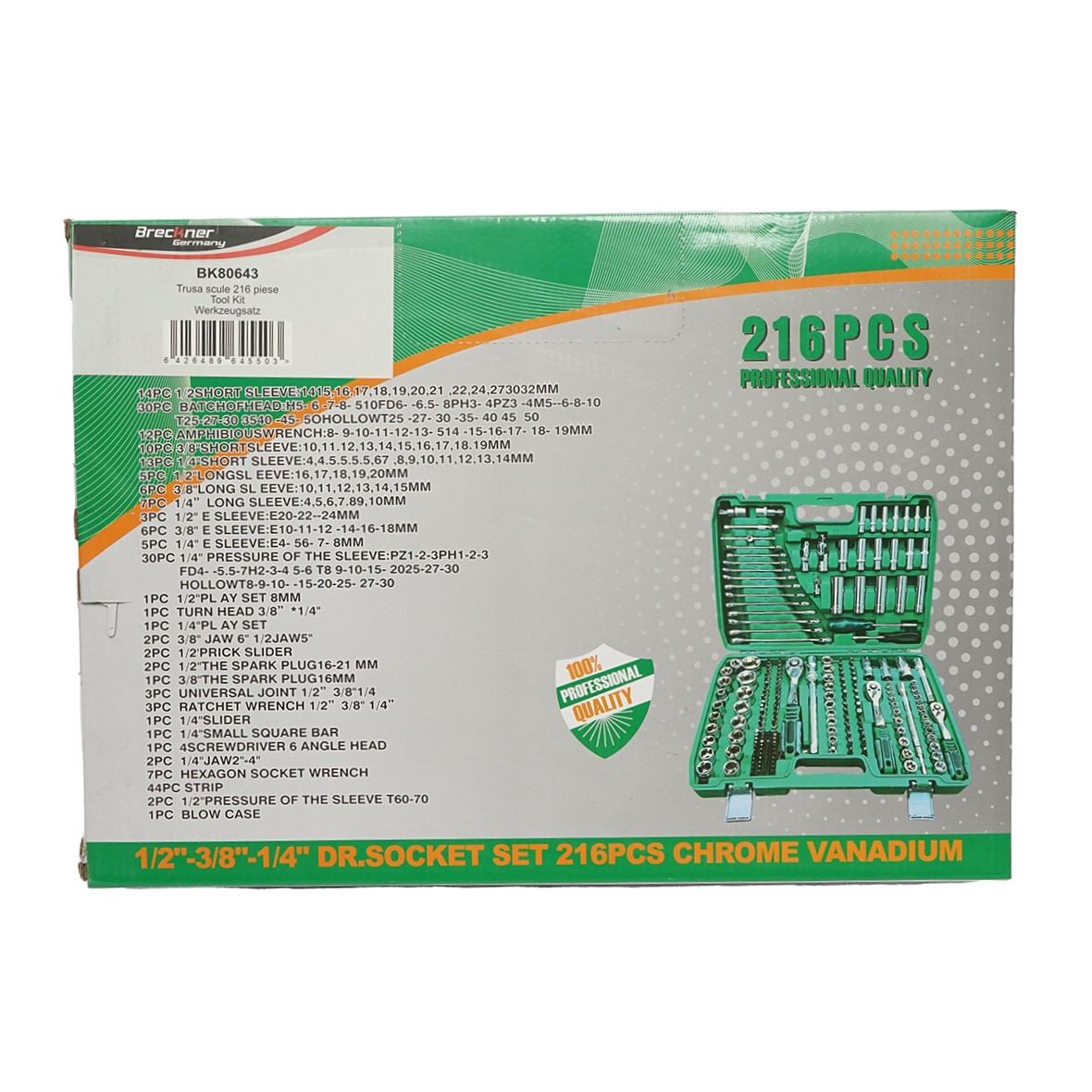 Trusa chei combinate, tubulare, fixe, antrenor cu clichet 216 Breckner Germany [4]