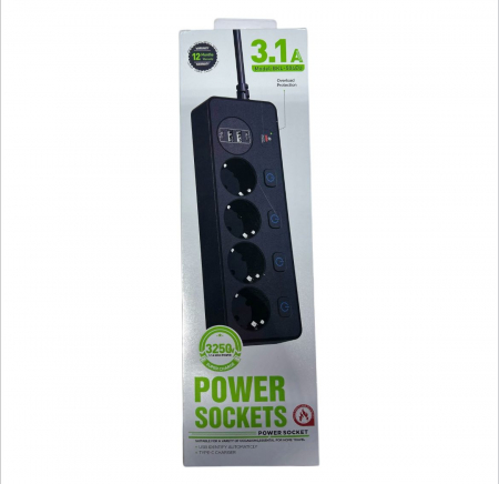 Prelungitor 2M 4 Prize usb 4 3250W BKL-504​​​​​​​ THO​​​​​​​ [4]