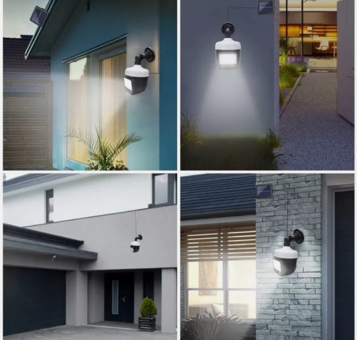 Lampa Solara Tip Camera Rotativa 360 Grade cu Panou Separata si Senzor de Miscare [5]