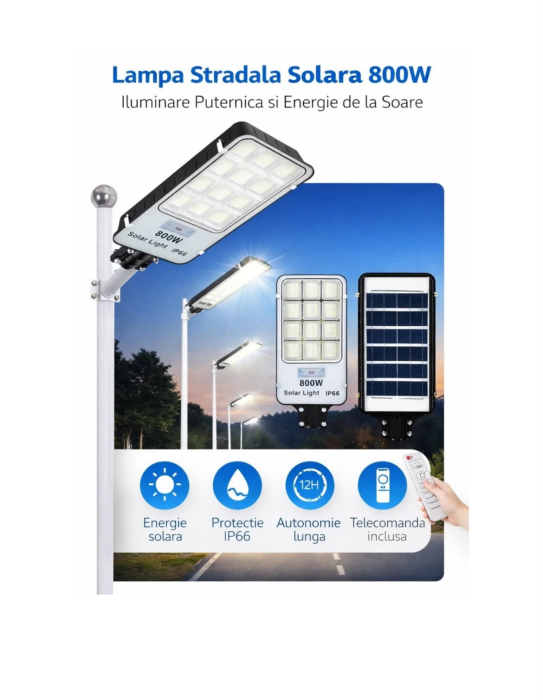 Lampa Solara Led 800W IP 66 6500K b325b cu suport [3]