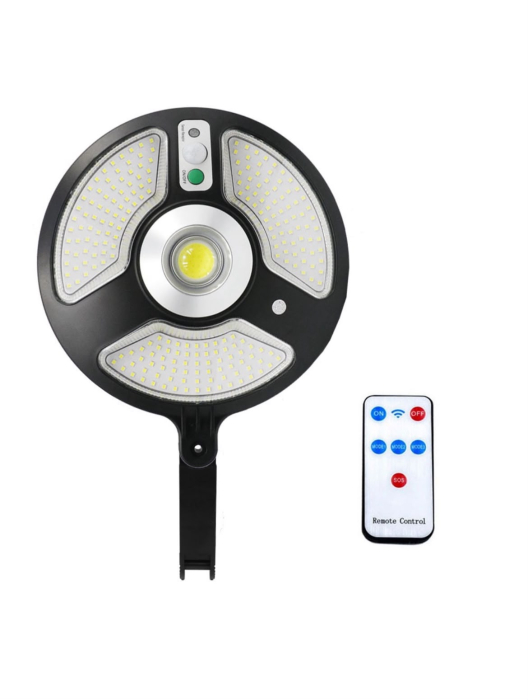 Set 3 bucati Lampa Solara Rotunda cu Senzor de Miscare, Suport Reglabil 360, IPX65 si Telecomanda [3]