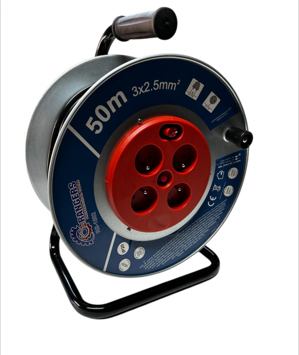Prelungitor electric 50m cu tambur metalic 3X2,5 2800W [2]