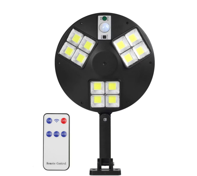 Set 3 bucati Lampa Solara Rotunda cu Senzor de Miscare, Suport Reglabil 360, IPX65 si Telecomanda [2]