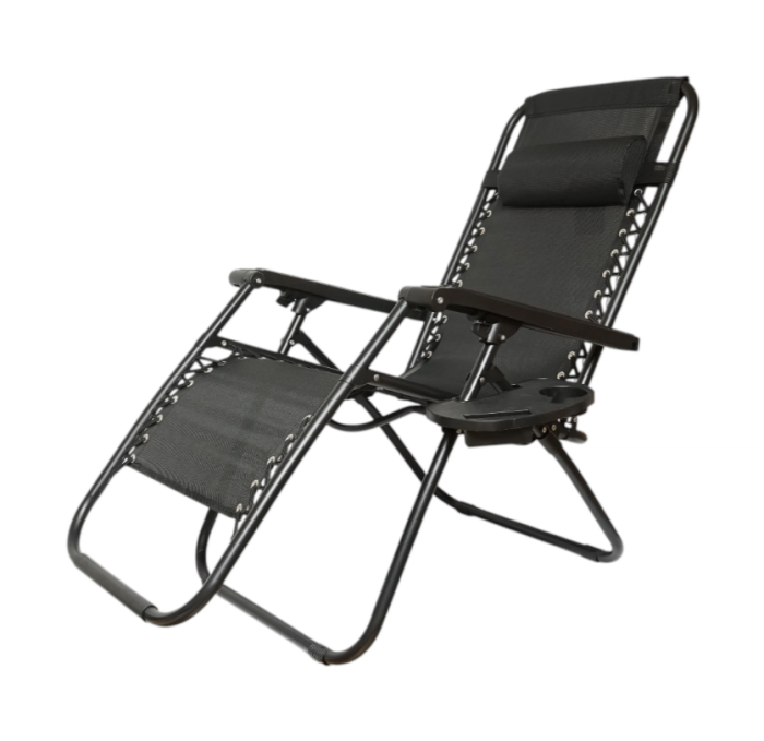 Sezlong pentru gradina metalic pliabil negru max 120 kg, 160x65x92 cm​​​​​​​ Breckner Germany [2]