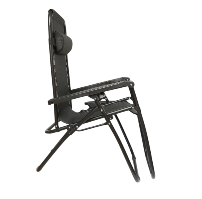 Sezlong pentru gradina metalic pliabil negru max 120 kg, 160x65x92 cm​​​​​​​ Breckner Germany [4]