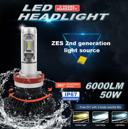 Becuri Led Auto H7 100W 12000LM 6500K 3000K 8000K