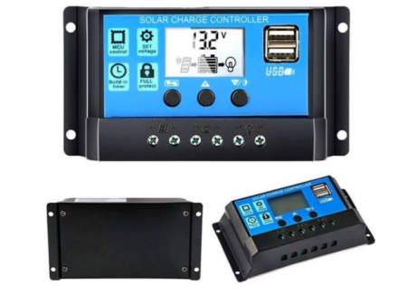 Accesorii Electrice - Regulator Tensiune Panou Solar 12/24V 20A cu 2 Porturi USB  Controler Încărcare Baterie