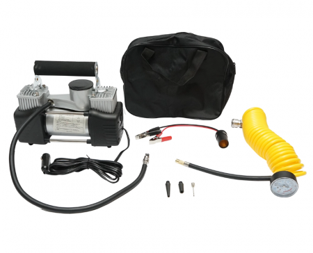 Accesorii - Compresor aer umflat roti 12V 150PSI 85l/min 2 cilindrii cablu 3m pentru priza bricheta auto