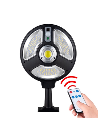 Lampi Solare Stradale - Lampa Solara Rotunda cu Senzor de Miscare, Suport Reglabil 360, IPX65 si Telecomanda