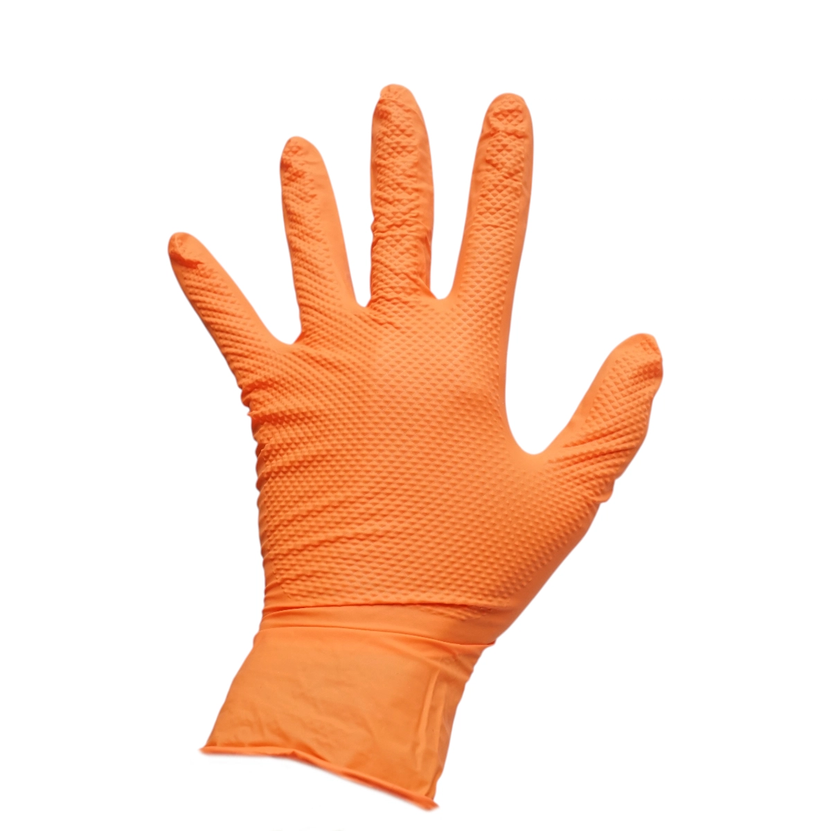 Manusi din nitril portocalii nepudrate cu textura diamond grip, marimea L 50 buc/cutie Breckner Germany [5]