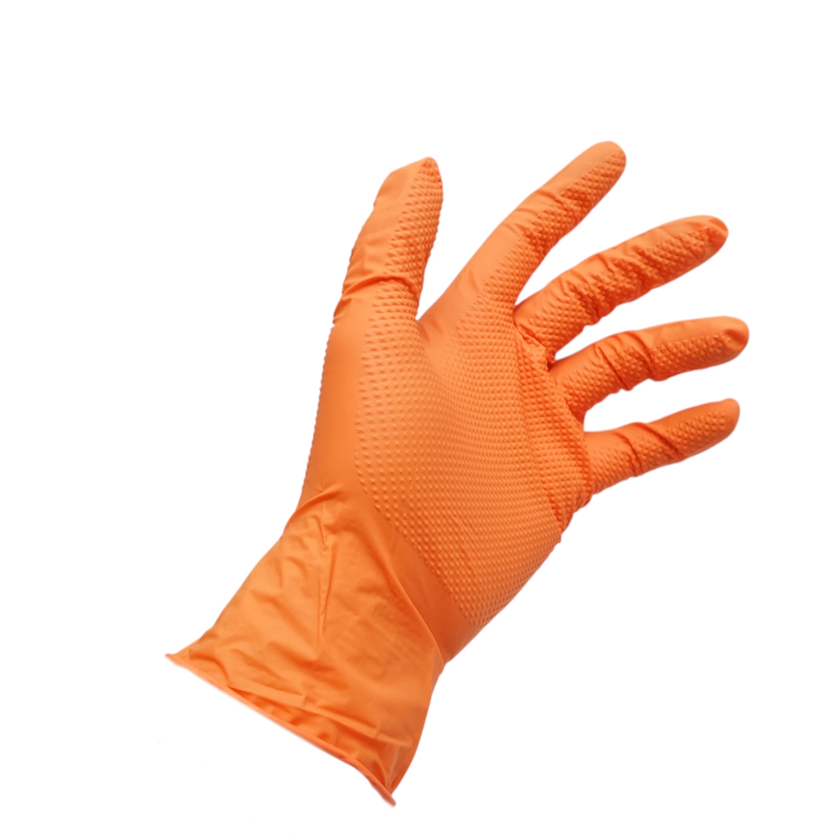 Manusi din nitril portocalii nepudrate cu textura diamond grip, marimea L 50 buc/cutie Breckner Germany [6]