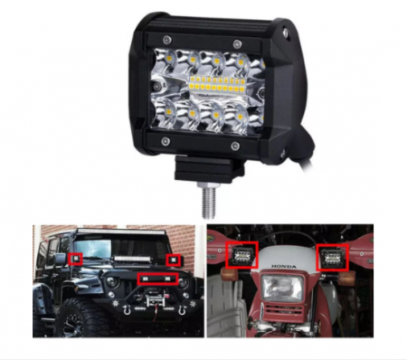 Proiector LED Auto Offroad 60W/12V-24V, Dreptunghiular