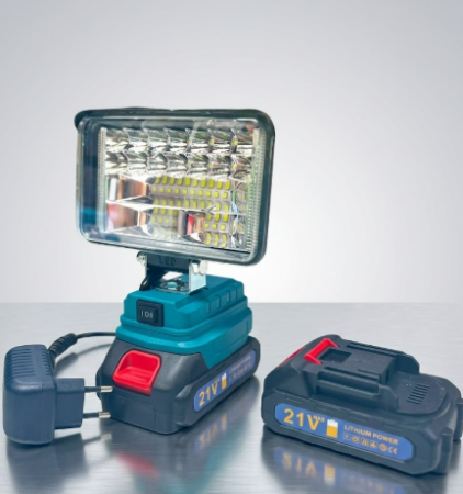 Proiector Led Portabil cu 2 Acumulatori 21V, Lampa de Lucru cu Incarcator, Ultra-Puternic [1]