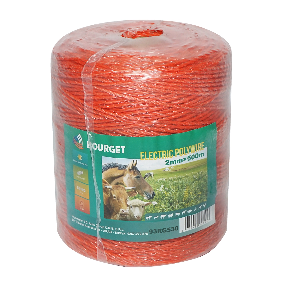 Gard Electric - Rola fir portocalie fi 2mm 3x0.15mm SS, 500m gard electric, rezistenta 15 Ohm