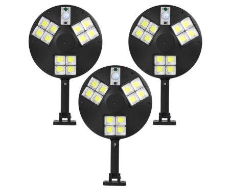 Set 3 bucati Lampa Solara Rotunda cu Senzor de Miscare, Suport Reglabil 360, IPX65 si Telecomanda [0]