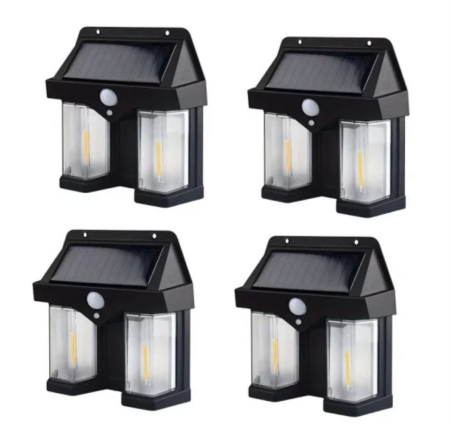 Lampi Solare&Proiectoare - Set 4 bucati Lampa Solara Tip aplica perete cu Senzor de Miscare 