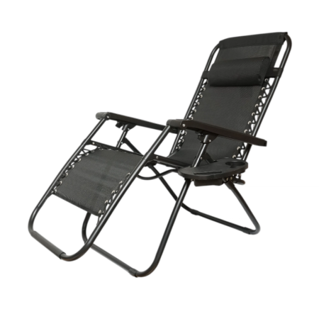 Sezlong pentru gradina metalic pliabil negru max 120 kg, 160x65x92 cm​​​​​​​ Breckner Germany [1]