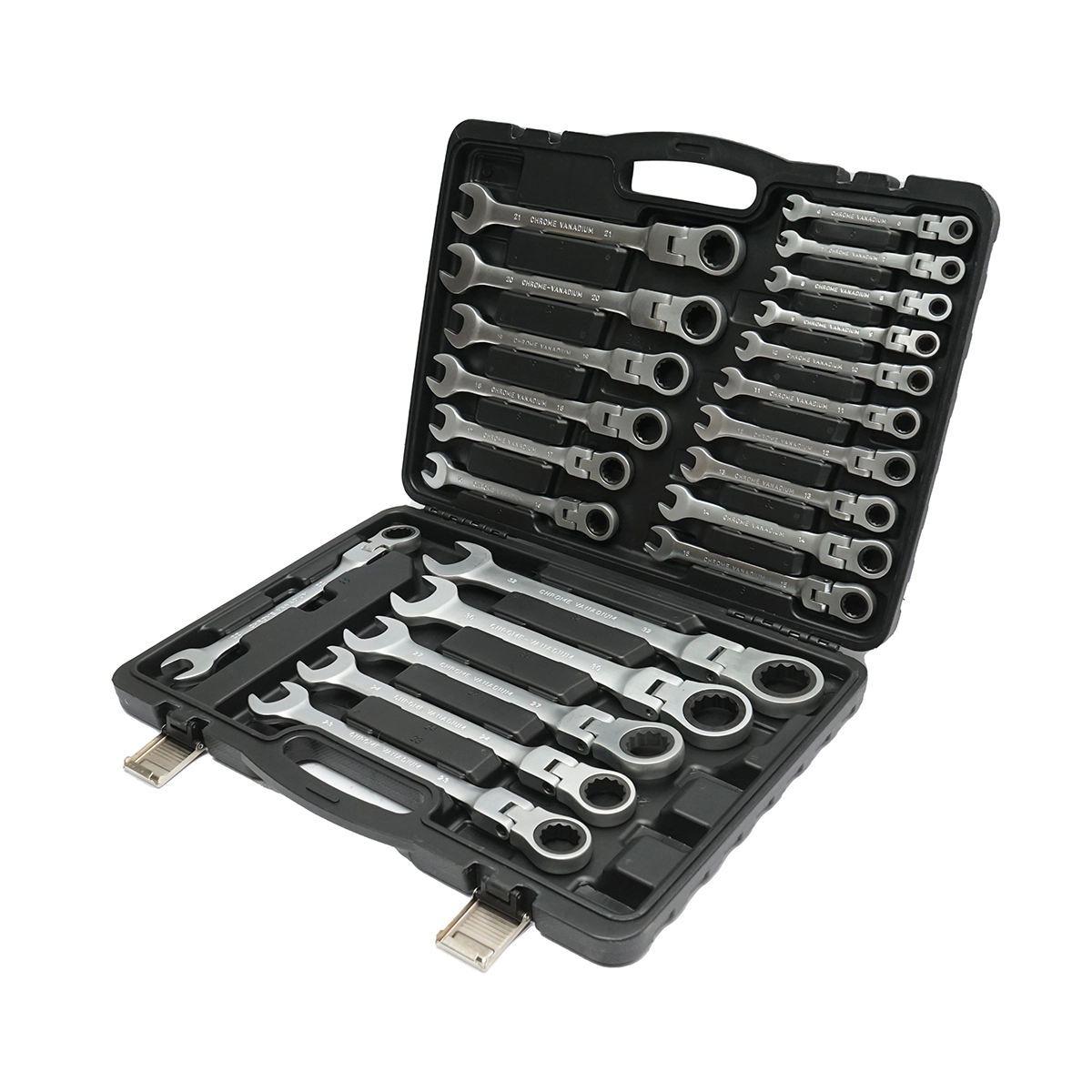 Trusă de scule profesională set 22 chei combinate cu clichet articulat CrV 6–32 mm Breckner Germany