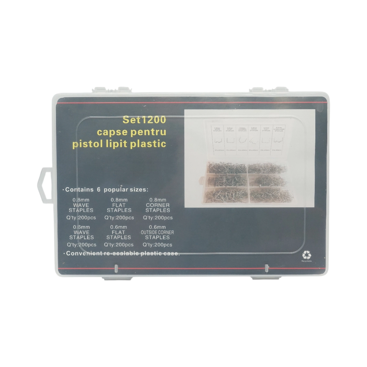 Trusa capse pentru pistol lipit plastic 1200 piese Breckner Germany [3]