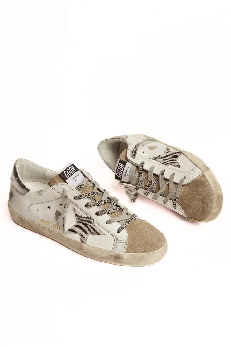 Golden Goose Super-Star dama alb stea zebra print [2]