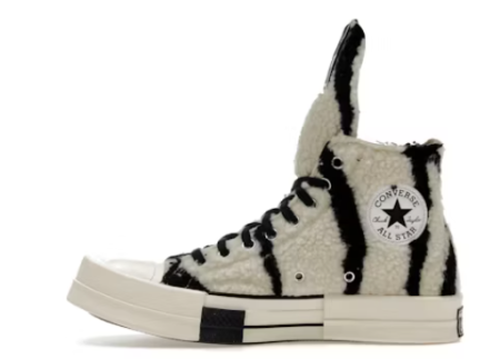 TURBODRK - Converse TURBODRK Chuck Taylor All Star 70 HiRick Owens DRKSHDW Sherpa Zebra Print White Black