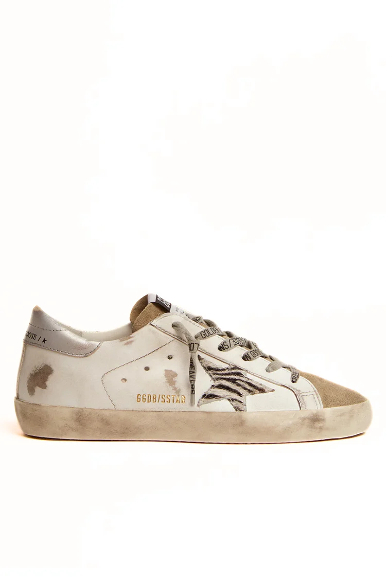 OFF-White - Golden Goose Super-Star dama alb stea zebra print
