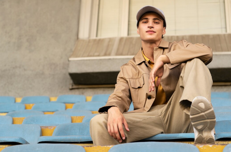 baiat cu salopeta si adidasi