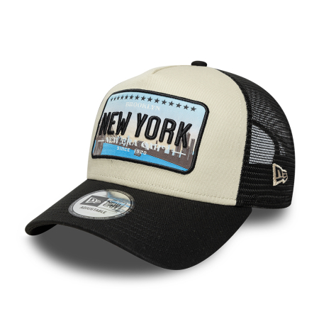 NOUTATI - Sapca New Era Licence Plate 9FORTY A-Frame Trucker Adjustable Cap Black + sneakerit.ro