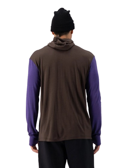 Bluza De Corp Merino Mons Royale Powder Hood LS Logo Violet Cedar Black [3]