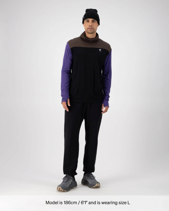 Bluza de Corp Merino Mons Royale M Powder Hood LS Logo Violet/Cedar/Black [4]