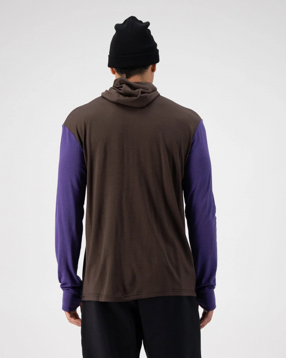 Bluza de Corp Merino Mons Royale M Powder Hood LS Logo Violet/Cedar/Black [2]