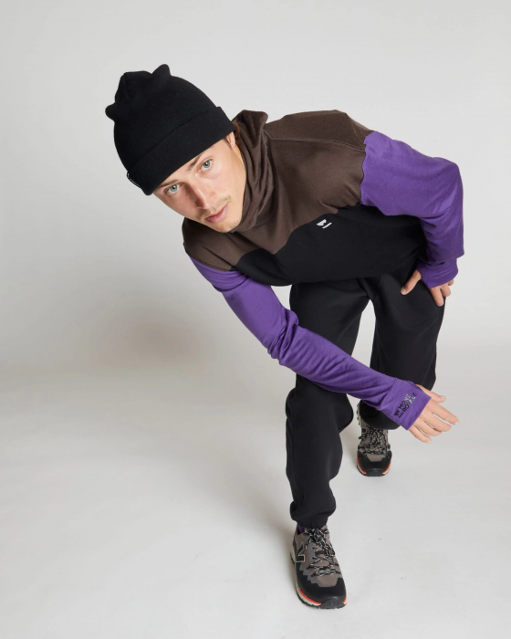 Bluza de Corp Merino Mons Royale M Powder Hood LS Logo Violet/Cedar/Black [6]