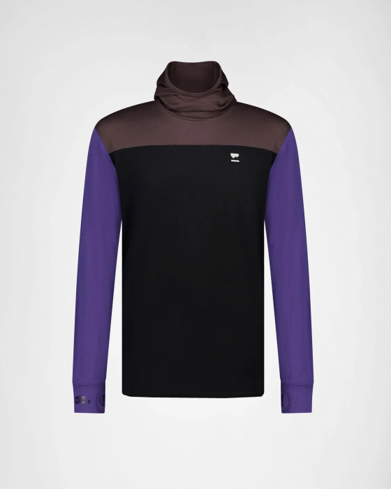 Bluza de Corp Merino Mons Royale M Powder Hood LS Logo Violet/Cedar/Black [5]