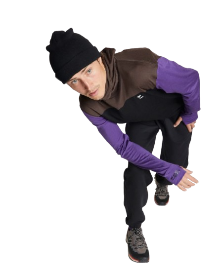 Bluza De Corp Merino Mons Royale Powder Hood LS Logo Violet Cedar Black [6]