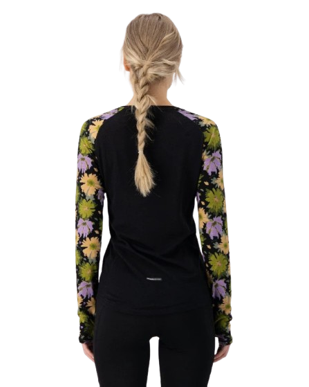 Bluza De Corp Merino Mons Royale W Bella LS AOP Alpine Bloom Black [2]