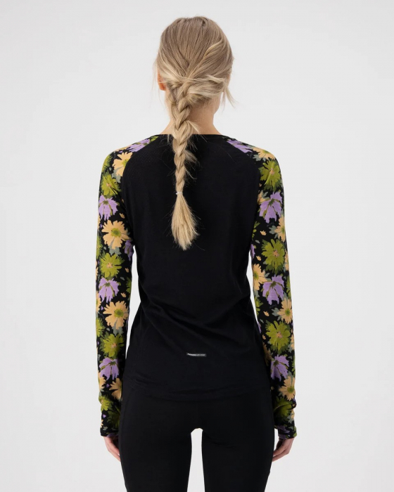 Bluza de Corp Merino Mons Royale W Bella LS AOP Alpine Bloom Black [2]