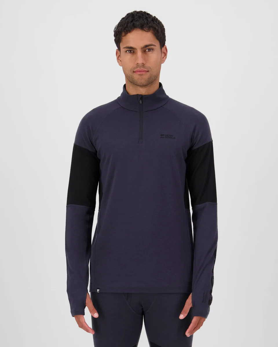 Mons Royale Olympus 1/4 Zip Merino férfi aláöltözet felső 9 Iron/Black [2]