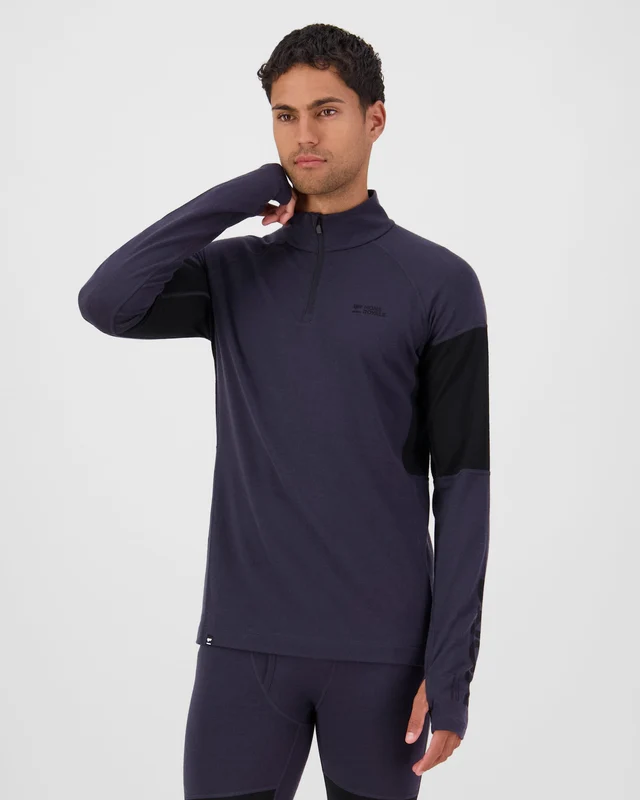 Mons Royale Olympus 1/4 Zip Merino férfi aláöltözet felső 9 Iron/Black [5]
