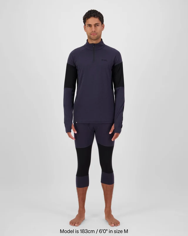 Mons Royale Olympus 1/4 Zip Merino férfi aláöltözet felső 9 Iron/Black [6]