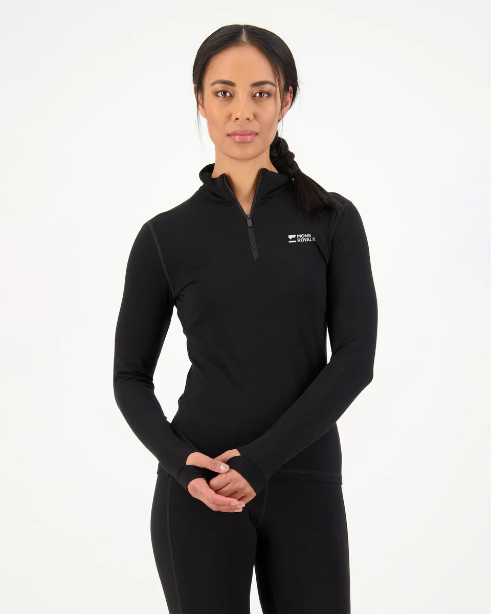 Mons Royale Cascade 1/4 Zip Merino női aláöltözet felső Black [2]