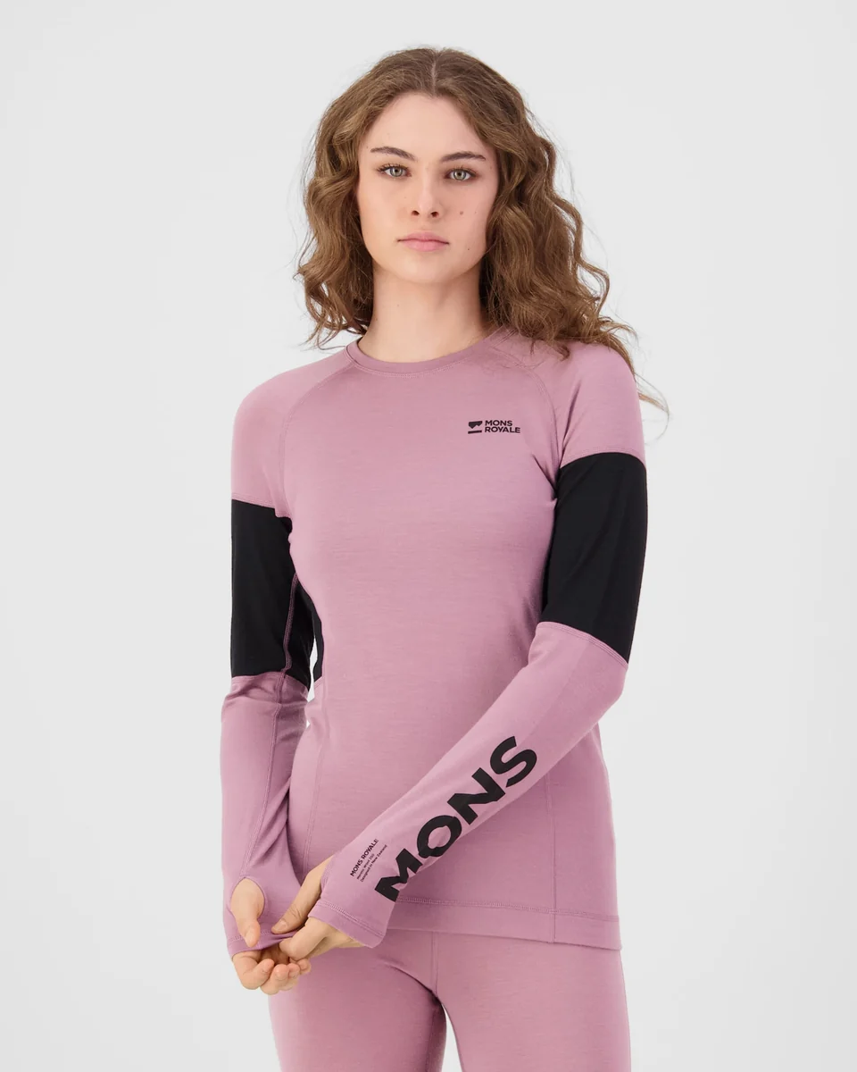 Mons Royale Olympus Merino női aláöltözet felső Sierra Pink/Black [2]