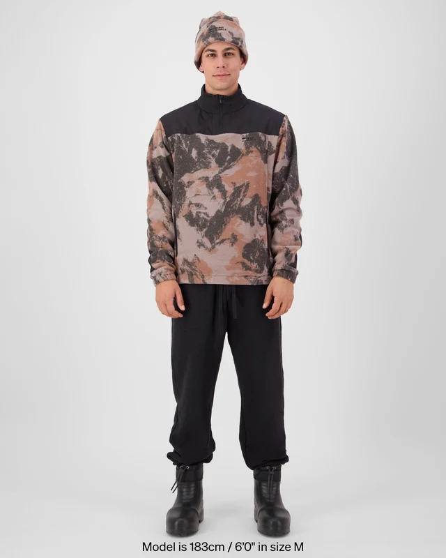 Bluza Mid Layer Mons Royale Barbati Pileup Wool Fleece 1/4 Zip Mtn Camo Orange [5]