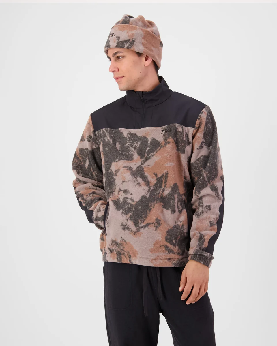 Bluza Mid Layer Mons Royale Barbati Pileup Wool Fleece 1/4 Zip Mtn Camo Orange [4]