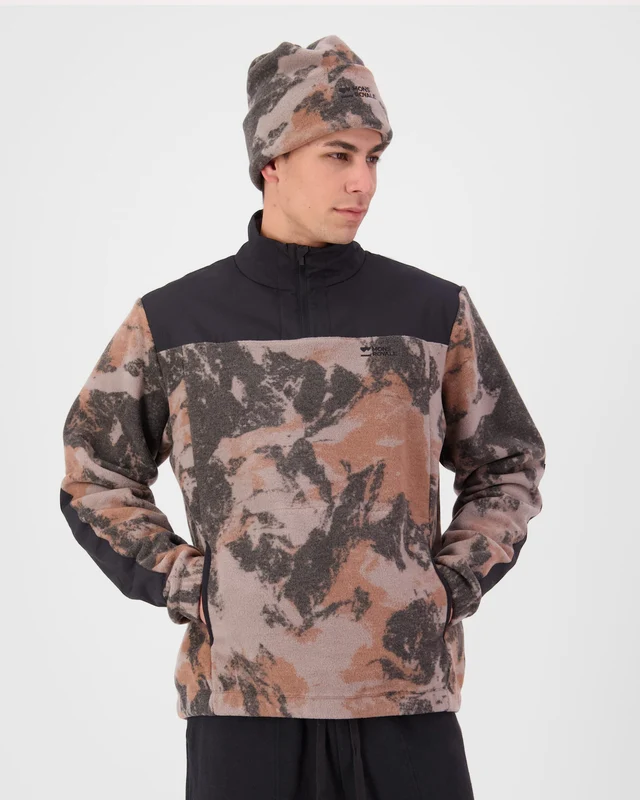 Bluza Mid Layer Mons Royale Barbati Pileup Wool Fleece 1/4 Zip Mtn Camo Orange [2]