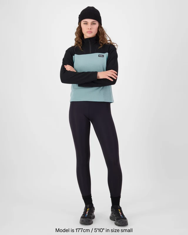 Bluza Mid Layer Mons Royale Femei Offgrid Merino Fleece Dusty Teal/Black [4]