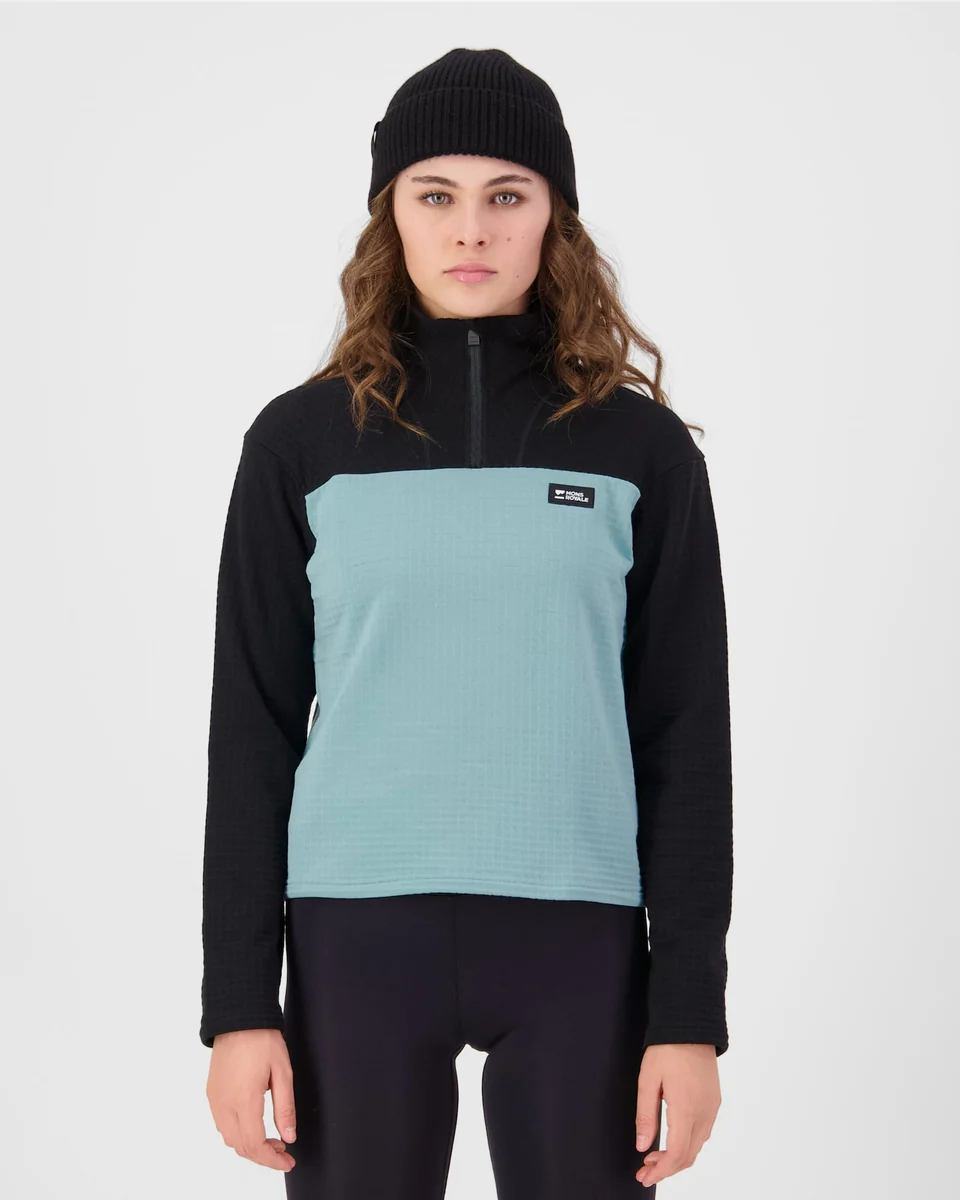Bluza Mid Layer Mons Royale Femei Offgrid Merino Fleece Dusty Teal/Black [2]