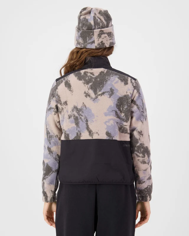 Bluza Mid Layer Mons Royale Femei Pileup Wool Fleece 1/4 Zip Mtn Camo Moonstone [3]